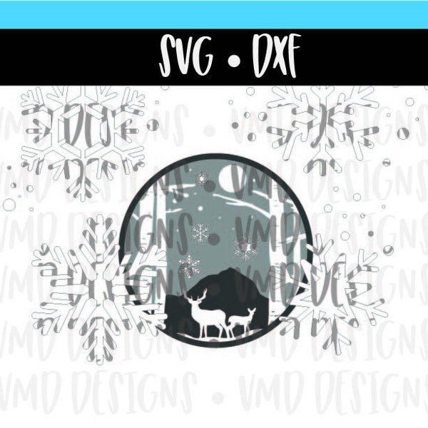 Deer with Birch Trees SVG DXF