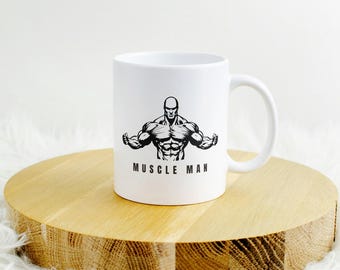 Muscle Man Coffee Mug – Bodybuilding Silhouette, Gym Motivation