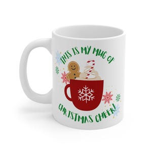 Christmas Cheer Mug, Gingerbread Man vakantie drinkgerei, feestelijke koffiekop, cadeau cacaoliefhebber, mok warme winterdrank, decor vakantieseizoen