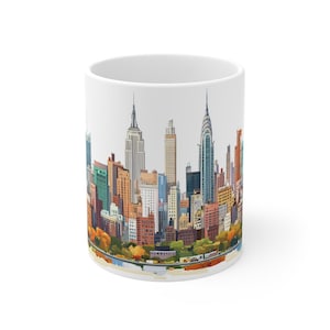 Taza de Nueva York de 325 ml: regalo único, taza de café con paisaje urbano, recuerdo de viaje, ilustración bonita, decoración de cocina