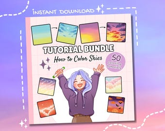 Anleitungs-Bundle: Himmel ausmalen, 50 Übungsseiten zum Ausmalen, druckbare PDF-Datei