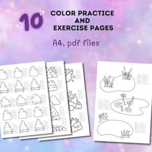 Color Practice Pages | Coloring Worksheets | Marker Test | Tutorial Coloring Pages | Coloring Exercises Printable Charts | Color Swatch