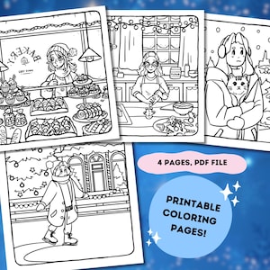 Cute Winter Coloring Pages | Cute Girls Colouring | Girly Coloring | Cozy Christmas Coloring Book | Warm Cozy Coloring Sheets | Printable