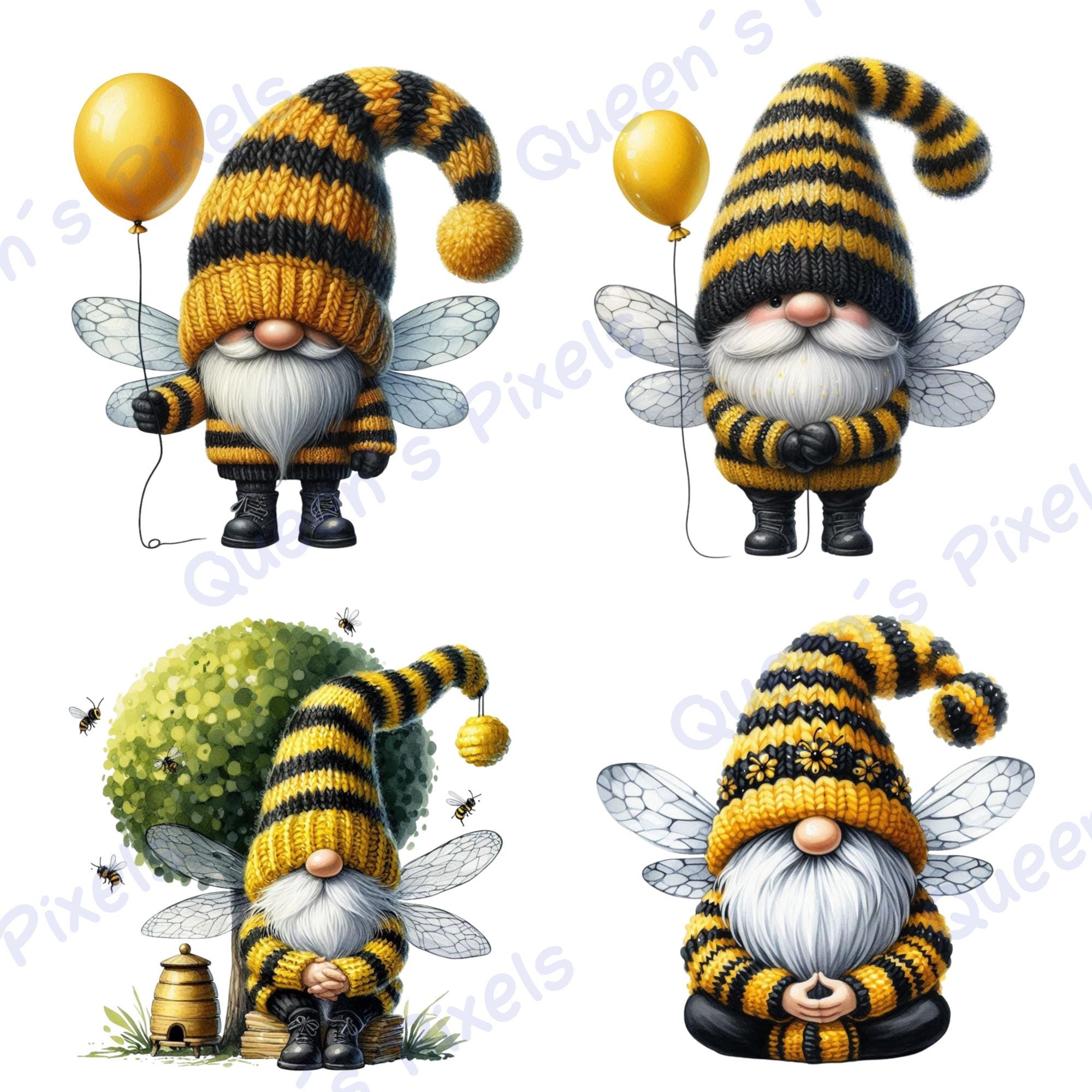 Bee Gnome Png Clipart Bundle, Bumblebee Gnome Png, Cute Spring Gnome ...