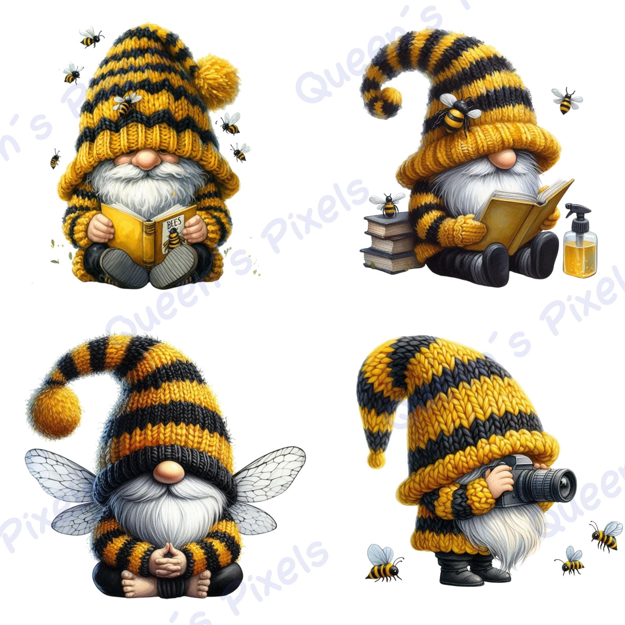 Bee Gnome Png Clipart Bundle, Bumblebee Gnome Png, Cute Spring Gnome ...