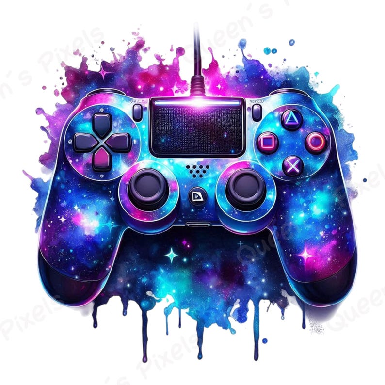Colorful Game Controller PNG Clipart, Neon Gaming Controller Clipart ...