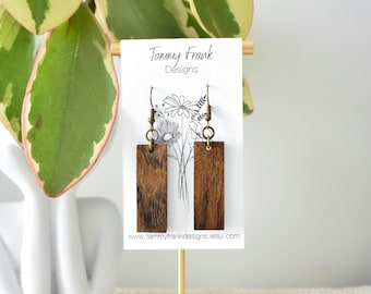 Amazakoue Wood Dangle Earrings – Laser Cut Exotic Wood Jewelry, Handmade, Boho-Rustic Style