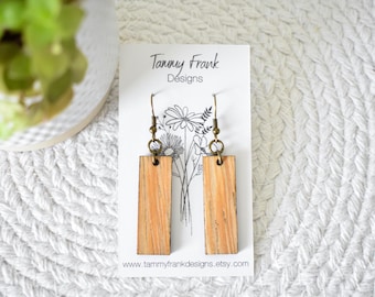 Lati Wood Dangle Earrings – Handmade Boho-Rustic Jewelry, Lightweight Laser Cut Exotic Wood Earrings