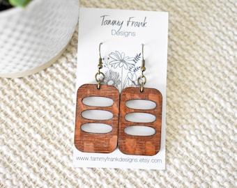 Lacewood Wood Earrings – Boho-Rustic Handmade Laser Cut Wood Jewelry