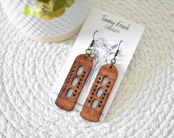 Lacewood Wood Earrings – Boho-Rustic Handmade Laser Cut Wood Jewelry