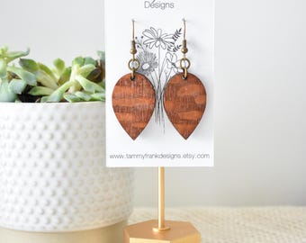 Lacewood Earrings – Boho-Rustic Dangle, Handmade Lightweight Exotic Wood Jewelry