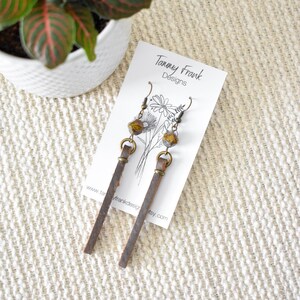 Brown Leather Tassel Dangle Earrings - Bohemian Tassel Dangle Earrings, Leather Tassel Earrings, Brown Leather Earrings