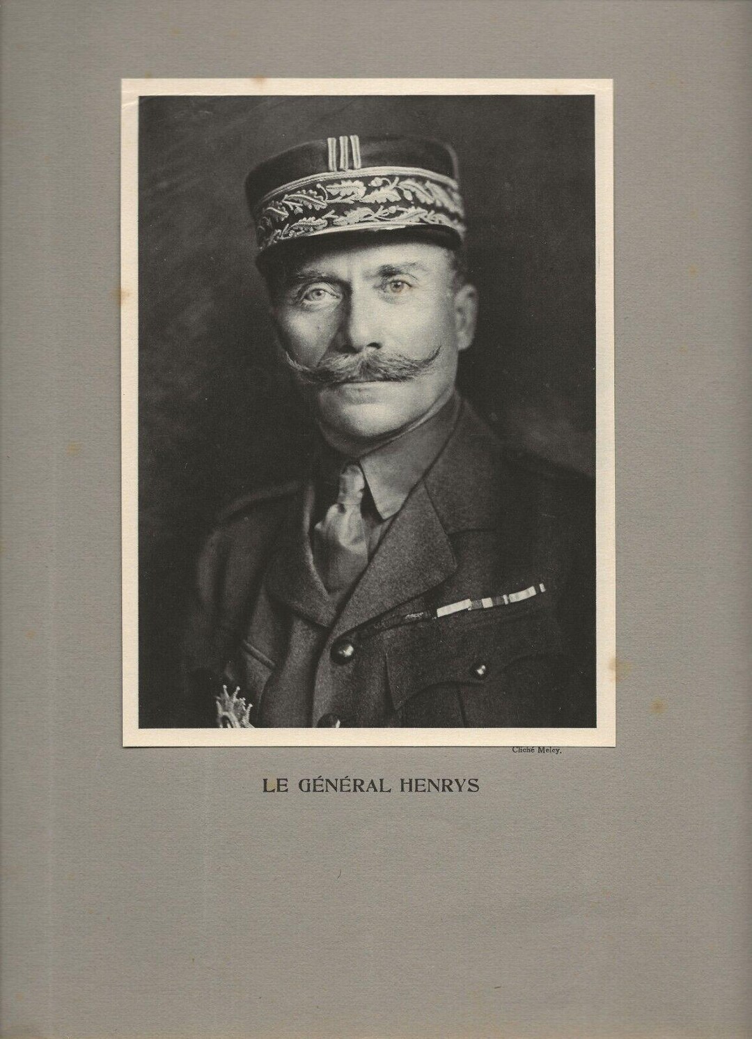 Photo Ancienne Portrait Militaire Général Henrys – Cliché Melcy – France Vintage 14x19cm