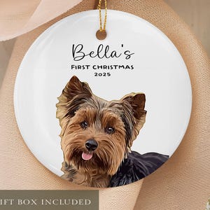 Adorno de Yorkshire Terrier / Regalo personalizado con foto de Yorkshire Terrier / Regalo de Navidad para amantes de Yorkshire Terrier