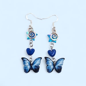 Life Is Strange Inspired Blue Butterfly Earrings | Double Sided Jewelry