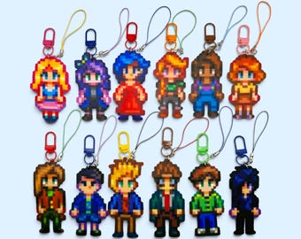 Stardew Valley Handmade Character Keyrings | Fuse Bead Sprite Keychain Phone Charms