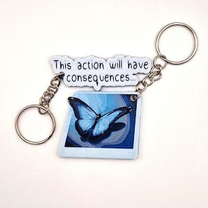 Life Is Strange Blue Butterfly Keyring