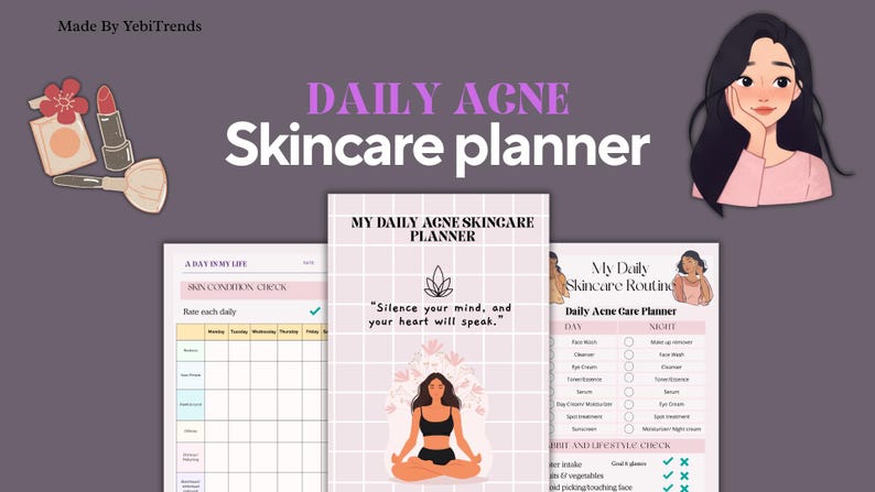 Good Acne Routine Visual Aid Acne Skincare Routine Tracker | Printable Daily Skin Care Planner ...