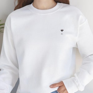 Embroidered Espresso Martini Cocktail Glass Sweatshirt, Coffee Lover Gift, Martini Lover Apparel, Comfort Colors Crewneck Jumper, Simple