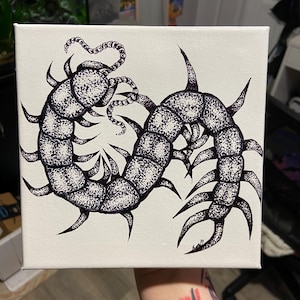 7x7” Centipede on canvas