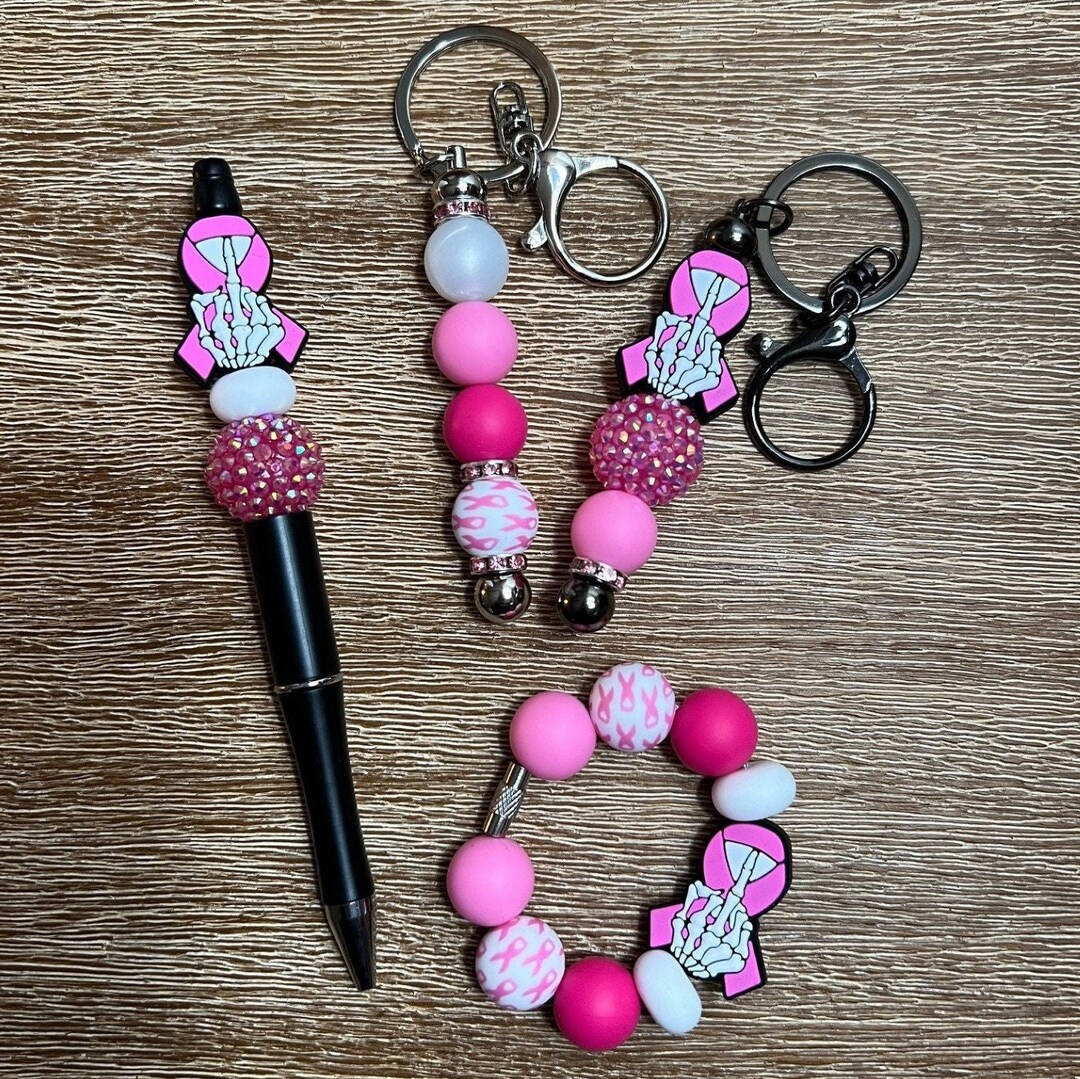 Breast Cancer Awareness Keychains, Pens & Cup Charms | Pink Ribbon - Etsy