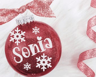 Ornamento di Natale, Ornamento di Natale glitterato personalizzato, Ornamento di Natale 2024, Ornamento glitterato, Ornamento con nome