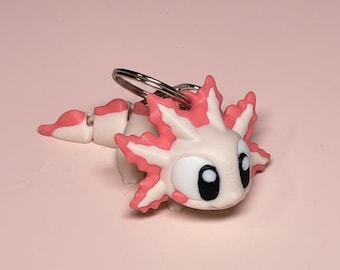 Chaveiro flexível de axolote impresso em 3D