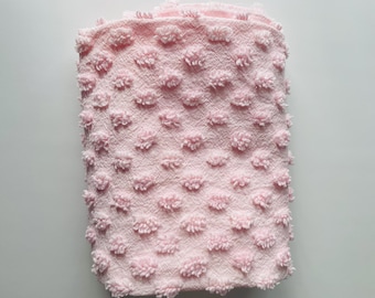 Vintage Light Pink chenille fabric fat quarter bedspread oval pops