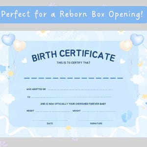 Reborn Baby Doll Geburtsurkunde, Printable Adoption Urkunden Baby Junge realistische Silikon Neugeborene Puppen