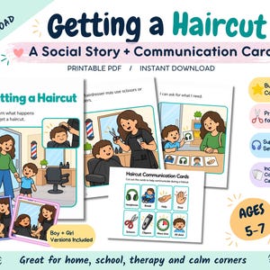 Getting a Haircut Social Story Bundle | Boy & Girl Versions | Autism + SEND Printable | Communication Cards