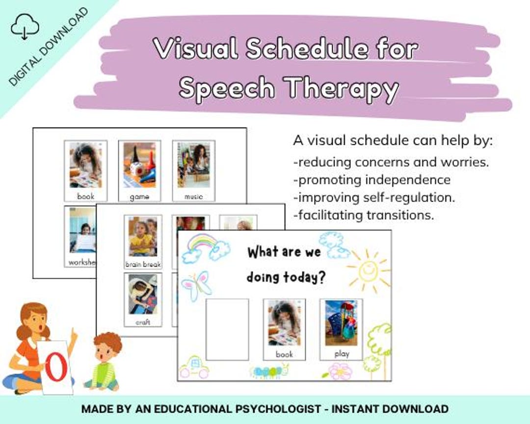 Printable Visual Schedule for Children – Speech Therapy, Chores, and ...
