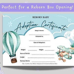 Zertifikatsvorlage für die Adoption von Neugeborenen, Canva bearbeitbares Zertifikat