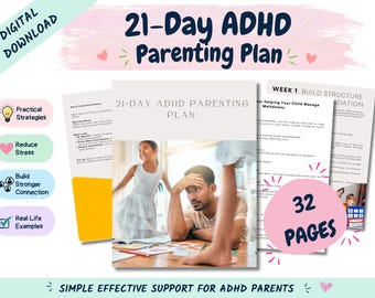 Peut inclure: Un document numérique de 32 pages intitulé 21-Day ADHD Parenting Plan. Il contient des stratégies pratiques, des conseils pour réduire le stress, des exercices pour renforcer les liens et des exemples concrets pour soutenir les parents.