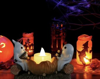 Halloween Ghost Campfire Candle Holder, Halloween Decor, Ghost Candle Holder, Halloween Candle Holder, Spooky, Halloween Gift, Ghost