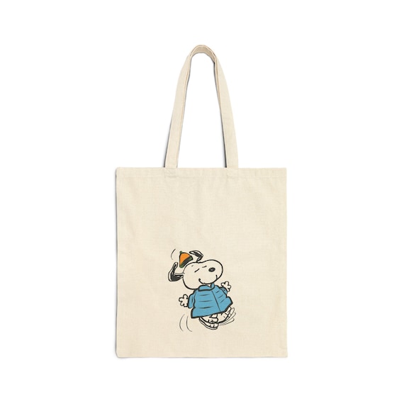 Puffer Snoopy Inspired Retro Canvas Tote Bag, Natural Bag