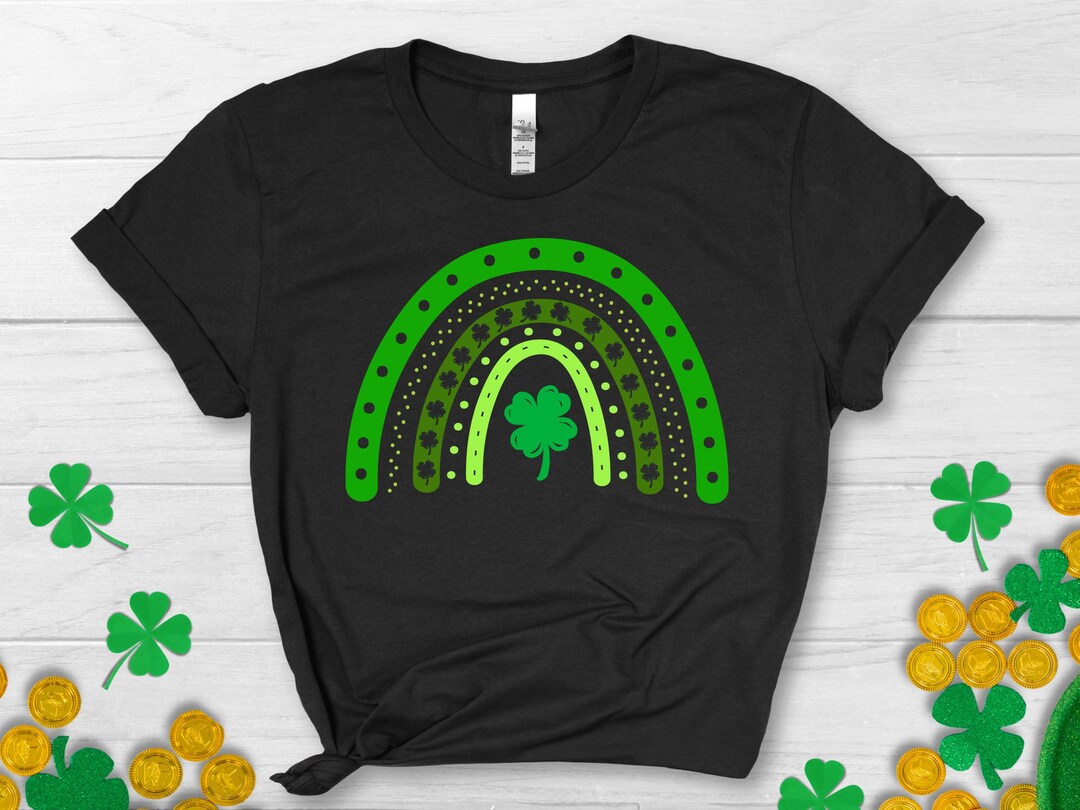Women's St Patrick's Day T-Shirt - Green Shamrock Print Short Sleeve Casual Tee