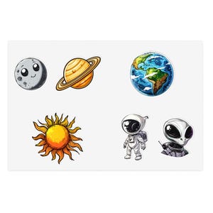Hoja de pegatinas para el espacio