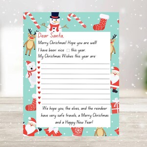 Carta a Papá Noel: carta para completar en verde azulado y menta