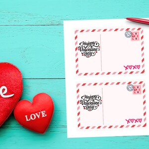 Jolie rose Cartes postales de Saint-Valentin | Immédiatement téléchargeable et imprimable