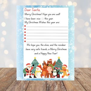 Carta a Papá Noel - Divertida carta azul helada del Ártico para rellenar con espacios en blanco