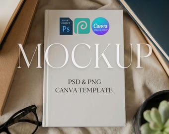 Hardcover Journal Mockup, Printify 5x7 Matte Journal Mock Up, Diary Book Cover Mockup, Canva Drag & Drop Photoshop Photopea PSD Smart Object