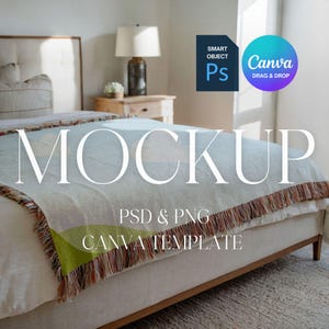 Woven Blanket Mockup, Woven Throw Blanket Mock Up, Print on Demand Woven Blanket Mockup, Photoshop Smart Object PSD, Canva Drag & Drop PNG
