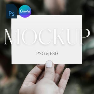Blank Card Mockup, Greeting Card Mockup, Announcement Invitation Mock Up Template, Photoshop Mockup Smart Object PSD, Canva PNG Transparent