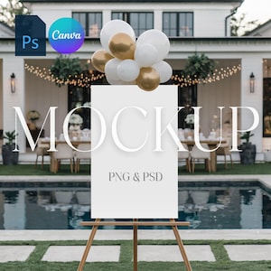 Welcome Sign Mockup for Bridal Shower Birthday Sign Mock Up Baby Shower Easel Wedding Sign Mock Seating Chart Photoshop Smart Object PSD PNG