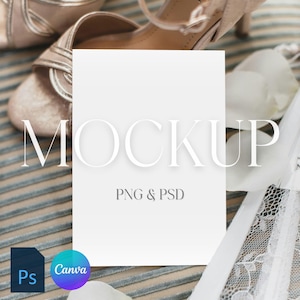 Wedding Invitation Mockup, Wedding Program Mockup, Wedding Card Mock Up Template,  Photoshop Mockup Smart Object PSD, Canva PNG Transparent
