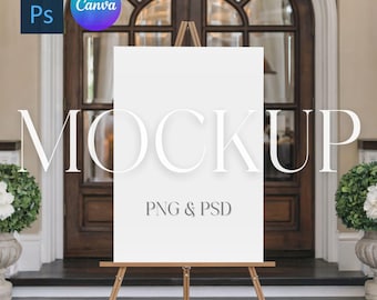 Wedding Welcome Sign Mockup, Vertical 18x24" Wedding Sign Mock Up, Easel Sign Mockup, Seating Chart Mockup, Photoshop Smart Object, PSD PNG