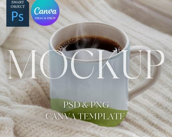 Maqueta de taza blanca, maqueta de taza de 15 oz y 11 oz, maqueta de taza neutra bohemia, maquetas de tazas de café, maqueta PSD de objeto inteligente de Photoshop, PNG para Canva
