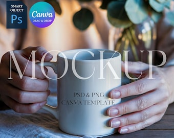White Mug Mockup, 15 oz 11 oz  Mug Mockup, Boho Neutral Mug Mock Up, Coffee Mug Mockups, Photoshop Smart Object PSD Mockup, PNG for Canva