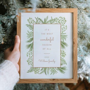Christmas Frame Mockup, Holiday Wall Art Mock Up, Winter Framed Photo Mockup, Natural Frame Mockup, Photoshop Smart Object PSD, Canva PNG image 2