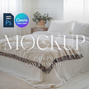 Woven Blanket Mockup, Woven Throw Blanket Mock Up, Print on Demand Woven Blanket Mockup, Photoshop Smart Object PSD, Canva Drag & Drop PNG